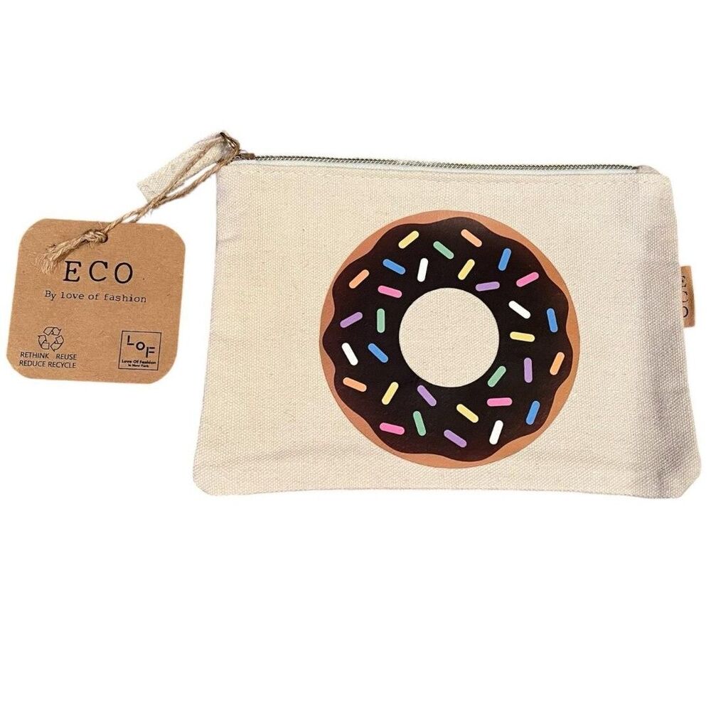 Eco Zipper Pouch Stylish Printed Traveler Organizer Cosmetic Small Makeup Donut